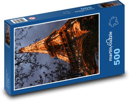 Eiffelova věž - noc, osvětlené - puzzle 500 dílků