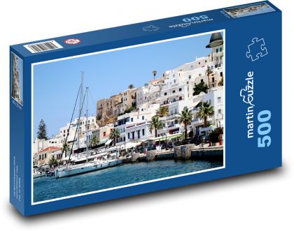 Grecja - miasto, port - Puzzle 500 elementów, rozmiar 46x30 cm
