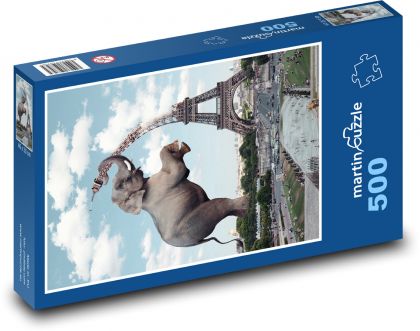 Slon - Eiffelova veža, Paríž - Puzzle 500 dielikov, rozmer 46x30 cm 