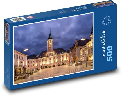 Town Hall - Lower Austria, square at night - Puzzle of 500 pieces, size 46x30 cm 