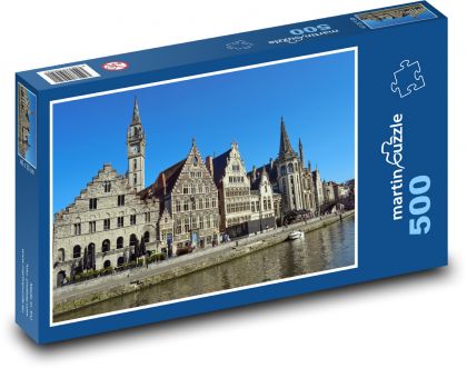 Gent - Belgicko, domy pri rieke - Puzzle 500 dielikov, rozmer 46x30 cm 