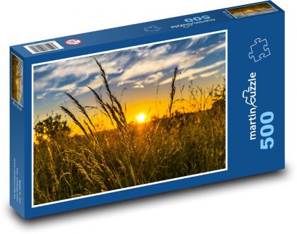 Weizen auf dem Feld - Sonnenuntergang - Puzzle - 500 Teile