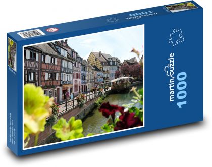Kanál tekoucí mezi domy - Puzzle 1000 dílků, rozměr 60x46 cm
