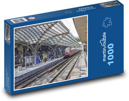 Pociąg na dworcu kolejowym - Puzzle 1000 elementów, rozmiar 60x46 cm