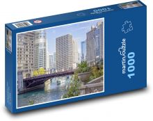 Řeka - Chicago, domy Puzzle 1000 dílků - 60 x 46 cm