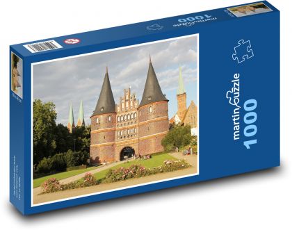 Holštýnské brány - Lübeck, Německo - Puzzle 1000 dílků, rozměr 60x46 cm