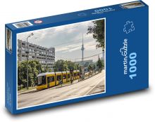 Žlutá tramvaj - městský provoz Puzzle 1000 dílků - 60 x 46 cm