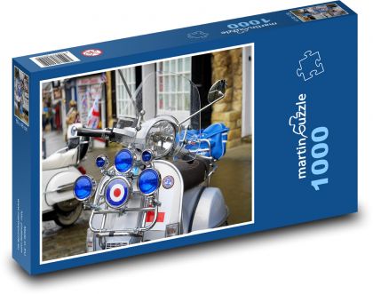Skútr na ulici - Vespa - Puzzle 1000 dílků, rozměr 60x46 cm