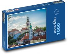 Turm - Český Krumlov, Häuser Puzzle 1000 Teile - 60 x 46 cm