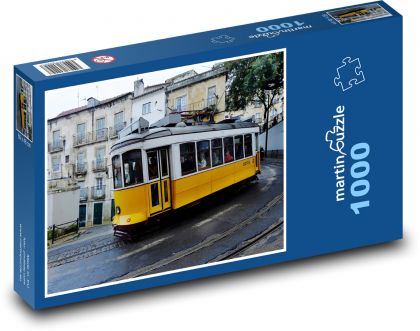 Žltá električka na ulici v Lisabone - Puzzle 1000 dielikov, rozmer 60x46 cm