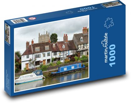 Kanał - łodzie, domy - Puzzle 1000 elementów, rozmiar 60x46 cm