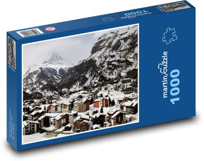 Zermatt - Švýcarsko, zasněžené hory - puzzle 1000 dílků