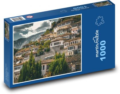Architektúra - domy na kopci, mesto - Puzzle 1000 dielikov, rozmer 60x46 cm