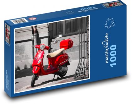Červený skútr, vozidlo - puzzle 1000 dílků