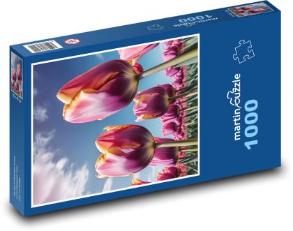 Fialové tulipány - jarní květiny - puzzle 1000 dílků
