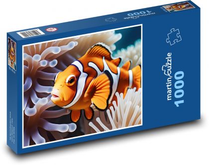 Clown floating in coral - Puzzle 1000 pieces, size 60x46 cm 