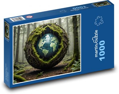 Glóbus v lese - Puzzle 1000 dielikov, rozmer 60x46 cm