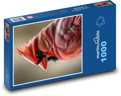 Kardinál červený - krásný pták - puzzle 1000 dílků