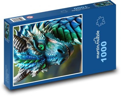 Barevný malovaný drak - Puzzle 1000 dílků, rozměr 60x46 cm