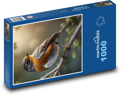 Rúž na vetve - vták - Puzzle 1000 dielikov, rozmer 60x46 cm