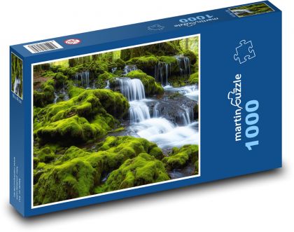 Kaskady wodospadów w przyrodzie - Puzzle 1000 elementów, rozmiar 60x46 cm