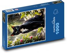 Čierna mačka v záhrade Puzzle 1000 dielikov - 60 x 46 cm 