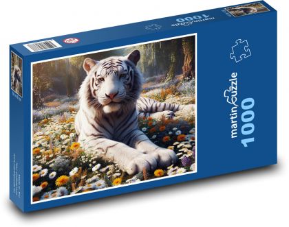 Divoký bílý tygr  - puzzle 1000 dílků