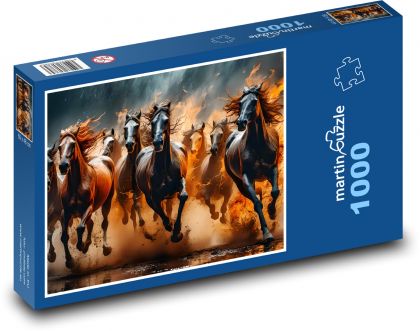 Běžící stádo koní - puzzle 1000 dílků