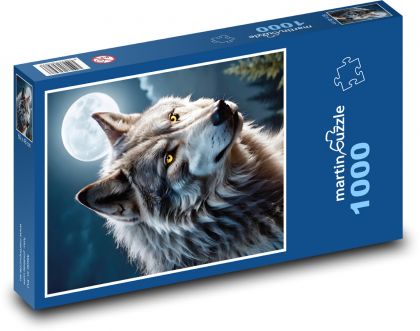 Vlk za splnu - Puzzle 1000 dielikov, rozmer 60x46 cm