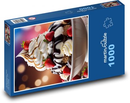 Zmrzlinový pohár - sladké jahody - Puzzle 1000 dielikov, rozmer 60x46 cm