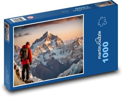 Horolezec v zasnežených horách - Puzzle 1000 dielikov, rozmer 60x46 cm
