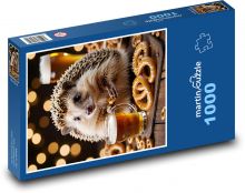 Ježek - praclíky a pivo Puzzle 1000 dielikov - 60 x 46 cm 