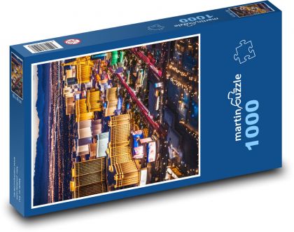 Domy ve městě v noci - puzzle 1000 dílků