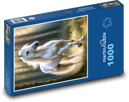 White horse - animal, forest - Puzzle 1000 pieces, size 60x46 cm 