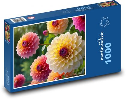 Kvety - georgíny, záhrada - Puzzle 1000 dielikov, rozmer 60x46 cm