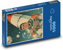 Astronauta z rakietą Puzzle 1000 elementów - 60x46 cm