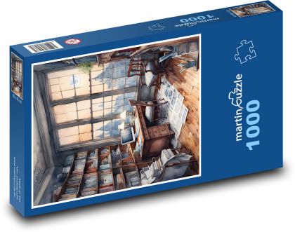 Biurko w gabinecie - Puzzle 1000 elementów, rozmiar 60x46 cm