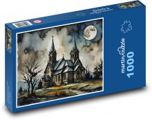 Kostel v noci Puzzle 1000 - 60x46 cm