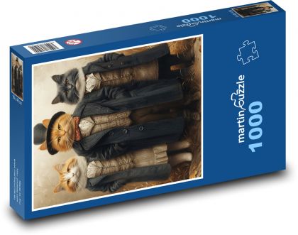 Mačky vo viktoriánskych oblekoch - Puzzle 1000 dielikov, rozmer 60x46 cm