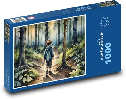 Dziecko na spacerze po lesie - Puzzle 1000 elementów, rozmiar 60x46 cm