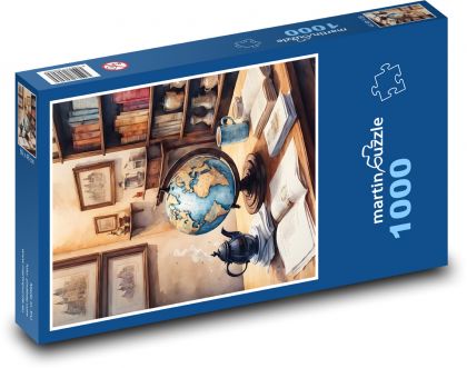 Glóbus v miestnosti - Puzzle 1000 dielikov, rozmer 60x46 cm
