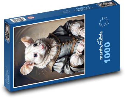Myš v dámskych šatách - Puzzle 1000 dielikov, rozmer 60x46 cm