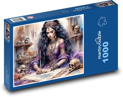 Kobieta pisze list - Puzzle 1000 elementów, rozmiar 60x46 cm