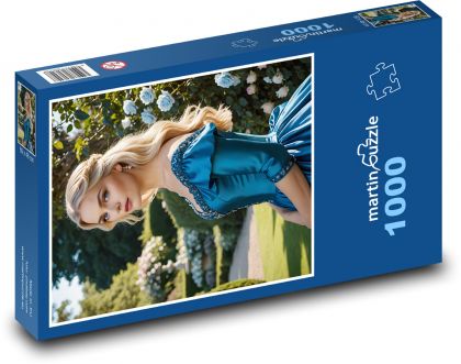 Frau im blauen Kleid - Puzzle - 1000 Teile