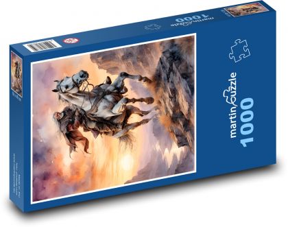 Mężczyzna na galopującym koniu - Puzzle 1000 elementów, rozmiar 60x46 cm