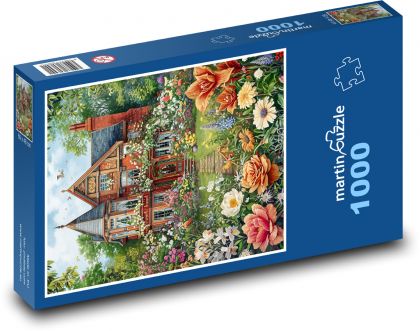 Ogród przy domu - Puzzle 1000 elementów, rozmiar 60x46 cm