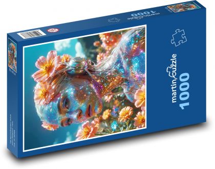 Žena - fantazie, květiny - puzzle 1000 dílků