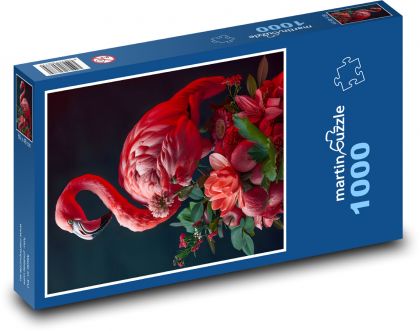 Flamingo mit Blumen - Puzzle - 1000 Teile
