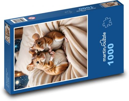 Mice - bed, rodents - Puzzle 1000 pieces, size 60x46 cm 