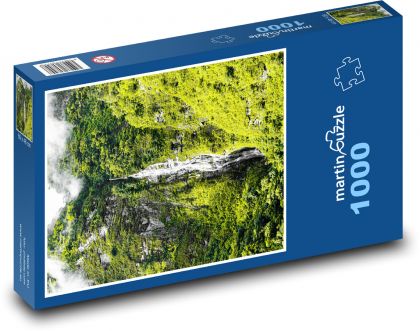 Wodospad w lesie - góra, stomia - Puzzle 1000 elementów, rozmiar 60x46 cm